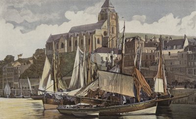 Le Treport, kirken og havnen av French Photographer