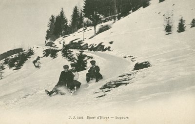 Lugers på et fjell (s/hvitt bilde) av French Photographer