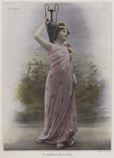 Mademoiselle Dehelly som Leda i Le Cygne (farget bilde) av French Photographer