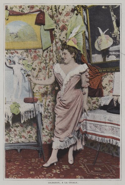 Mademoiselle Gilberte, fransk sanger på La Cigale, Paris (fargebilde) av French Photographer