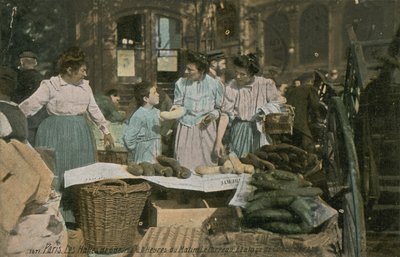 Markedsbod på Les Halles i Paris, Frankrike. Postkort sendt i 1913. av French Photographer