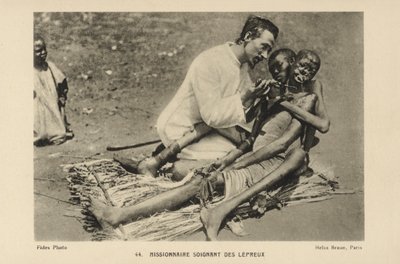 Misjonær som tar seg av spedalske av French Photographer