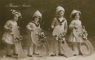 Nyttårs hilsen postkort, sendt i 1913 av French Photographer