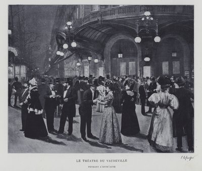 Utenfor Theatre du Vaudeville, Paris, i intervallet (s/hv-bilde) av French Photographer