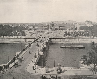 Paris: Utsikt over Place de la Concorde, med utsikt mot nord (s/hvitt-bilde) av French Photographer