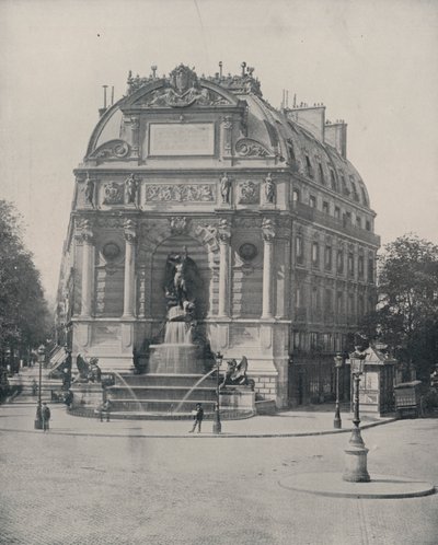 Paris: Fountain of St Michel (s/hvitt bilde) av French Photographer