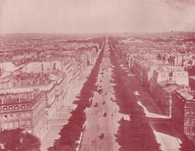 Paris: Perspektiv av Champs Elysees (s/hvitt bilde) av French Photographer