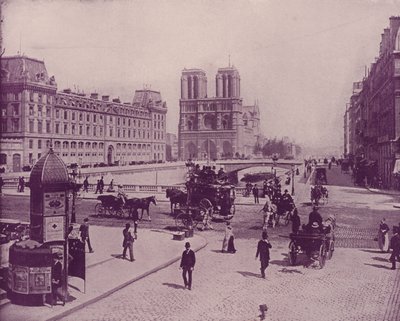 Paris: Pont St Michel og Notre Dame (s/hvitt bilde) av French Photographer