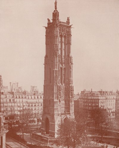 Paris: The Tour Saint Jacques, St James (s/hvitt-bilde) av French Photographer