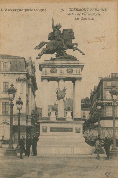 Pittoreske Auvergne - statue av Vercingetorix av Bartholdi i Clermont-Ferrand. Postkort sendt i 1913. av French Photographer