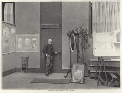 Pierre Puvis de Chavannes i verkstedet sitt av French Photographer