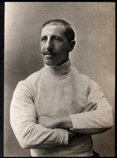 Portrett av Giuseppe Pini (f. 1853), italiensk fekter. av French Photographer