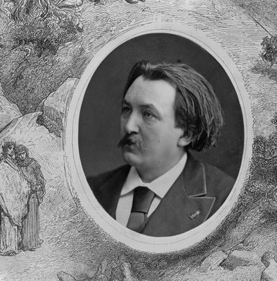 Portrett av Gustave Dore (1832-83) (s/hvitt foto) (detalj av 202837) av French Photographer