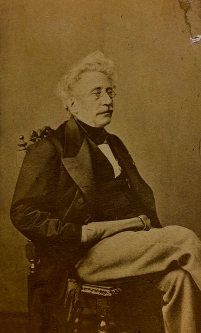 Portrett av Hippolyte Bellangé, fransk maler og litograf; visittkort (s/hvitt bilde) av French Photographer