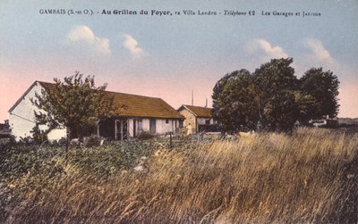 Postkort som viser huset til Henri Desire Landru (1869-1922) i Gambais (se 238390 for svart-hvitt-fotografi) av French Photographer