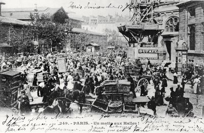 Postkort fra Les Halles, Paris, før 1914 av French Photographer