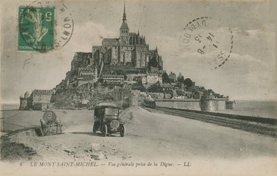 Postkort av Mont Saint-Michel, Normandie, sendt i 1913 av French Photographer