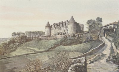 Rochechouart, Chateau, generell utsikt, tatt fra S E av French Photographer