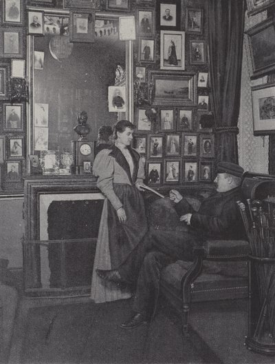 Rom i Palais Garnier i Paris fylt med portretter av utøvere (s/hv-bilde) av French Photographer