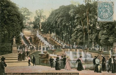 Saint-Cloud - fossefall bygget under Louis XIV av Lepautre og Mansart. Fosser bygget til ære for Louis XIV av Antoine Le Pautre og Jules Hardouin Mansart. Postkort sendt i 1913. av French Photographer