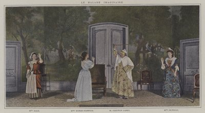 Scene fra en produksjon av Le Malade Imaginaire, av Moliere (fargefoto) av French Photographer