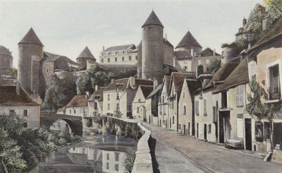 Semur, utsikt tatt på bredden av Armancon av French Photographer