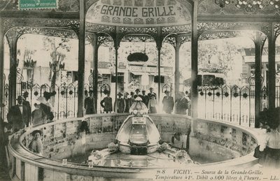 Kilde til Grand Grille-våren i Vichy. Postkort sendt i 1913. av French Photographer