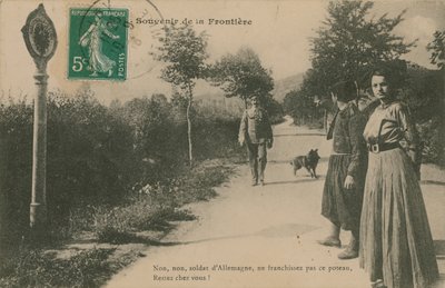Suvenir fra den fransk-tyske grensen. Postkort sendt i 1913. av French Photographer