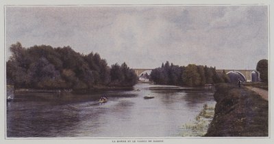 Elven Marne og Viaduct of Nogent, Frankrike (fargebilde) av French Photographer