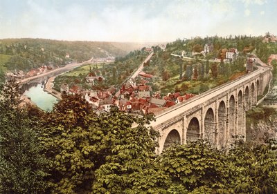 Viaduct de Lanvallay, Dinan, Frankrike, 1890-1900 av French Photographer