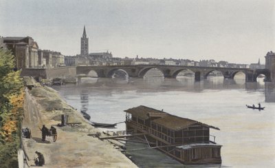Toulouse, Pont-Neuf og Eglise N D, fra Dalbade, utsikt nedstrøms, tatt på bredden av Garonne av French Photographer