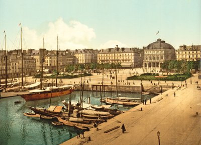 Utsikt over La Place Gambetta fra kaikanten, Le Havre, pub. 1890-1900 av French Photographer