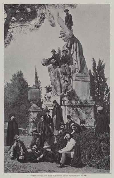 Besøkende ved statuen av Roma Victorious av French Photographer