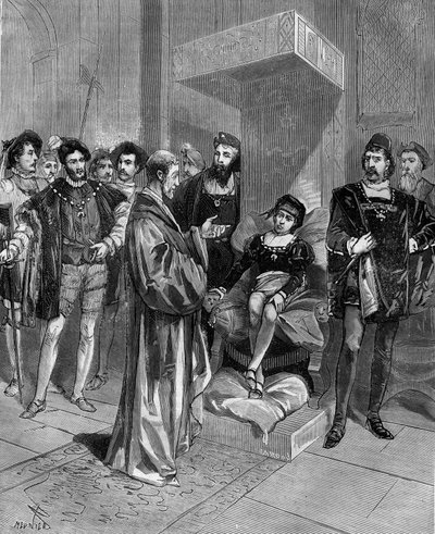 (Cardanus Hieronymus) Gerolamo Cardano (Jerome Cardan), italiensk lege, matematiker og filosof (1501-1576), som presenterer horoskopet til kong Edward VI av England. i «Populær vitenskapshistorie, oppfinnelser og oppdagelser fra de første århundrer til av French School