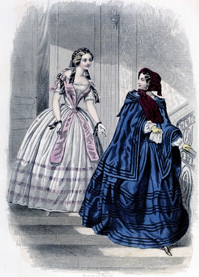 2 fashionable women - in “” Journal des Demoiselles”” 1852. av French School
