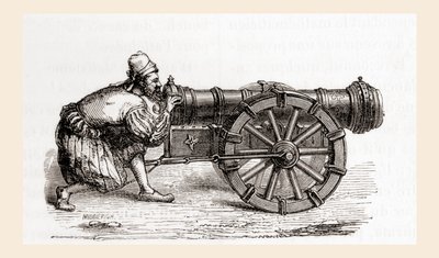 En tysk kanon fra 1500-tallet, fra Les Merveilles de la Science, publisert ca. 1870 (gravering) av French School