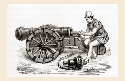 En tysk kanon fra 1500-tallet, fra Les Merveilles de la Science, publisert ca. 1870 (gravering) av French School