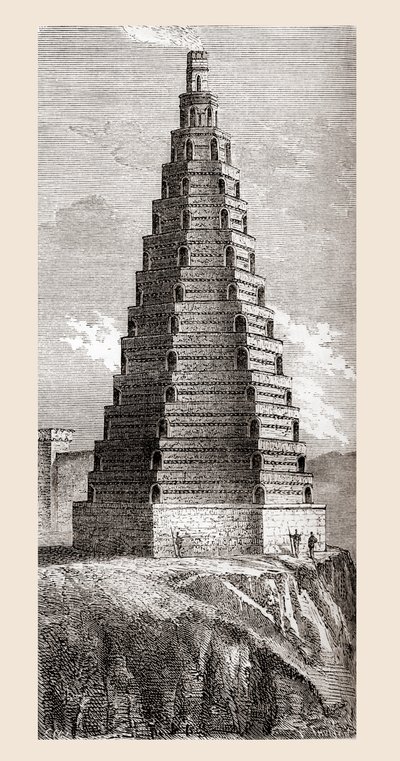 En skildring fra 1800-tallet av The Tower of Order, ødelagt i 1644, Boulogne-sur-Mer, Frankrike, fra 