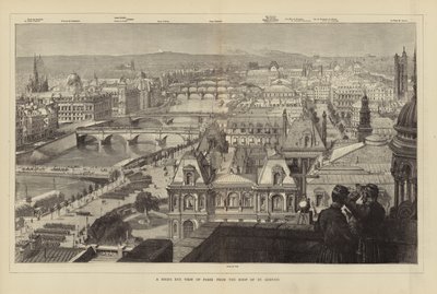 Et fugleperspektiv av Paris fra taket på St. Gervais av French School