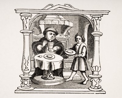 A Burgess Eating his Meal, etter en illustrasjon i et manuskript fra 1500-tallet, fra Le Moyen Age et La Renaissance av Paul Lacroix (1806-84) utgitt 1847 av French School