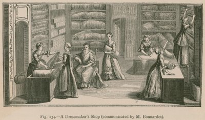 A Dressmakers Shop (kommunisert av M. Bonnardot) av French School