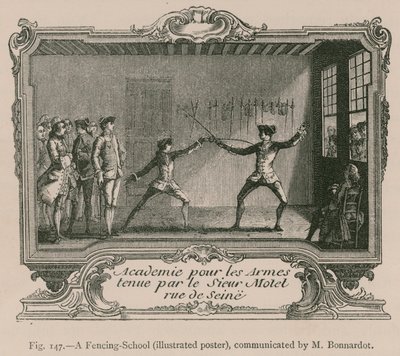 En fekteskole (illustrert plakat), formidlet av M. Bonnardot av French School