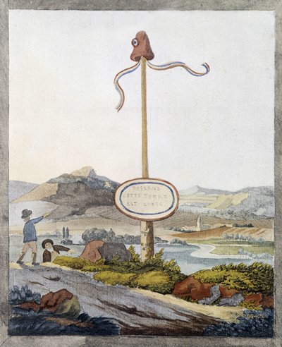 En fransk grense på tidspunktet for revolusjonen i 1789: "Passasjerer, dette landet er fritt"" av French School