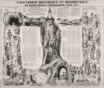 En historisk og profetisk kalender av Michel Nostradame (Nostradamus) (1503-66) 1847 av French School
