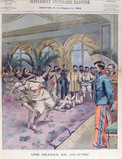 En Jiu-Jitsu Session i Frankrike, illustrasjon fra Le Petit Parisien, 1905 av French School