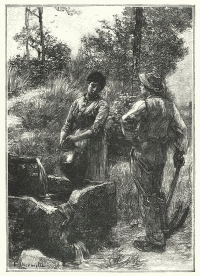 A La Fontaine (gravering) av French School
