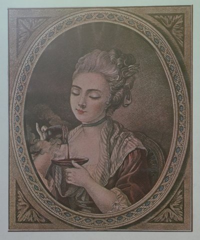 En dame som drikker sjokolade av French School