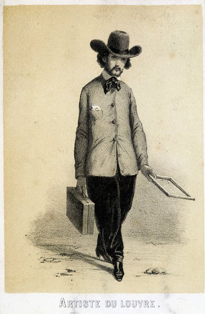 En Louvre-kunstner - litografi av French School