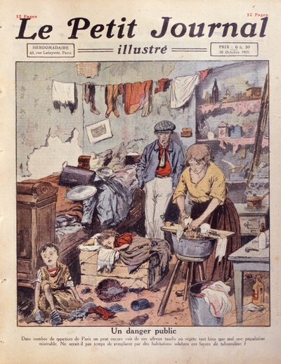 A Slum in Paris, illustrasjon fra Le Petit Journal, 30. oktober 1921 av French School