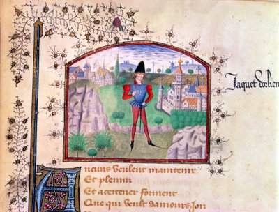 En trubadur, fra boken med hundre ballader av Jean Le Seneschal av French School